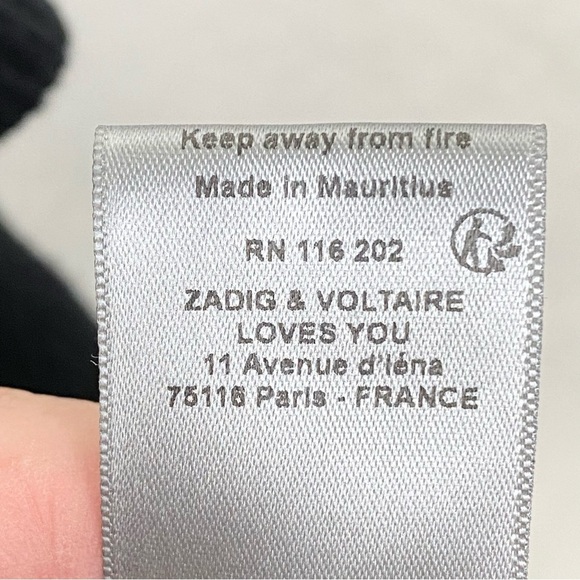 Zadig & Voltaire Corry Cows Cardigan Belt Sweater S Black Cotton Cashmere Loops - Picture 10 of 10